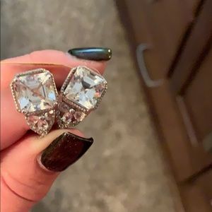 Cubic zirconium and silver earrings
